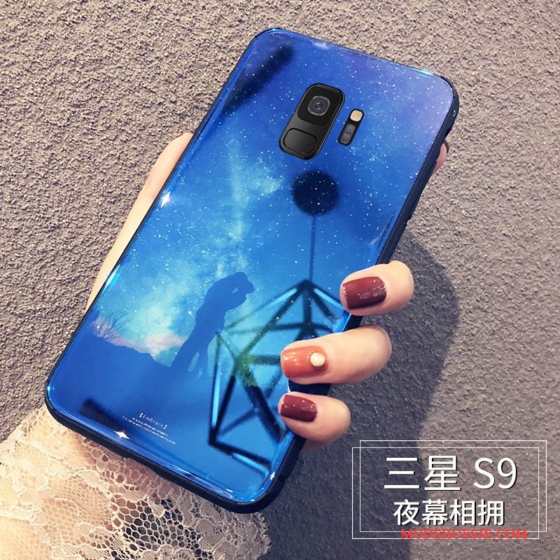 Hoesje Samsung Galaxy S9 Zakken Persoonlijk Anti-fall, Hoes Samsung Galaxy S9 Siliconen Blauw Glas