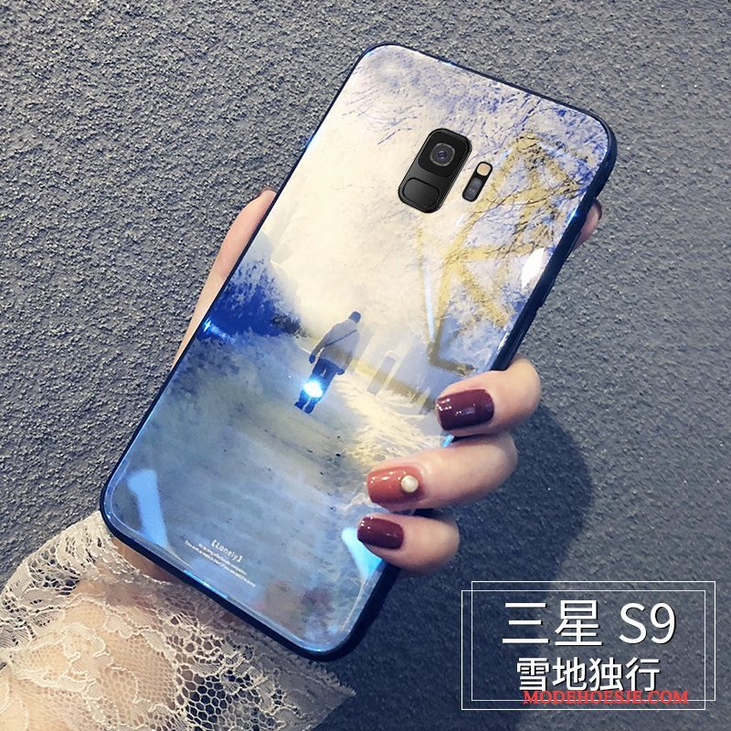 Hoesje Samsung Galaxy S9 Zakken Persoonlijk Anti-fall, Hoes Samsung Galaxy S9 Siliconen Blauw Glas