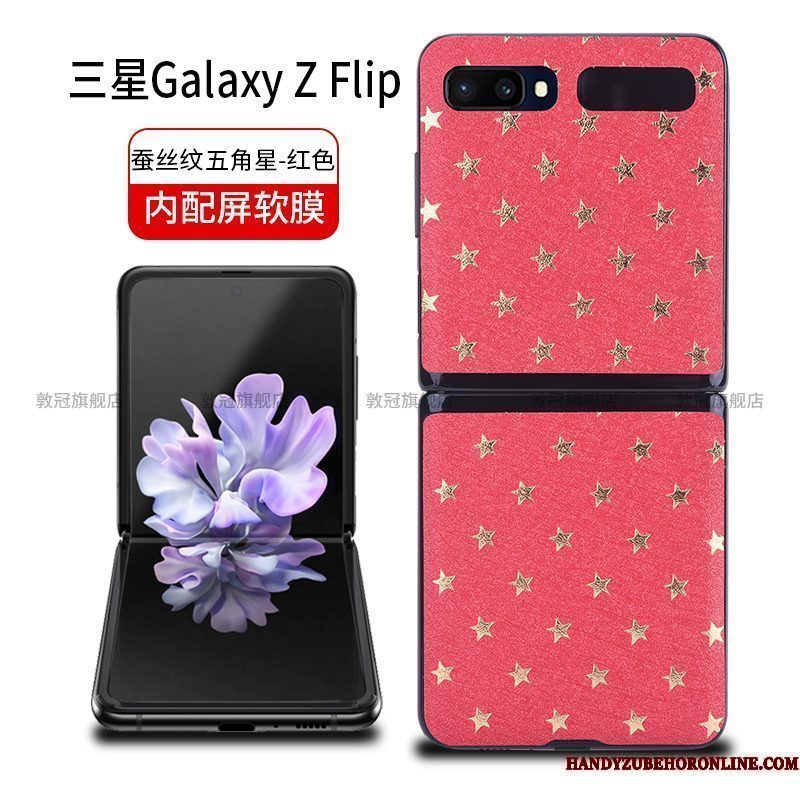 Hoesje Samsung Z Flip Leer Zwart Explosiebescherming, Hoes Samsung Z Flip Bescherming Skärmskydd Anti-fall