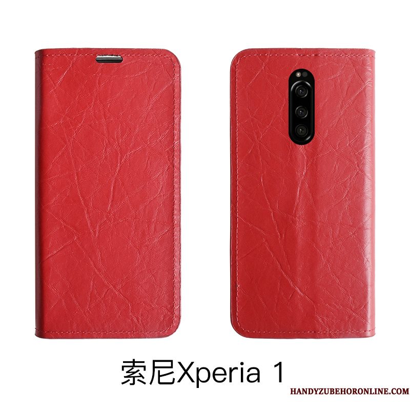 Hoesje Sony Xperia 1 Bescherming Anti-fall Eenvoudige, Hoes Sony Xperia 1 Zakken Roodtelefoon