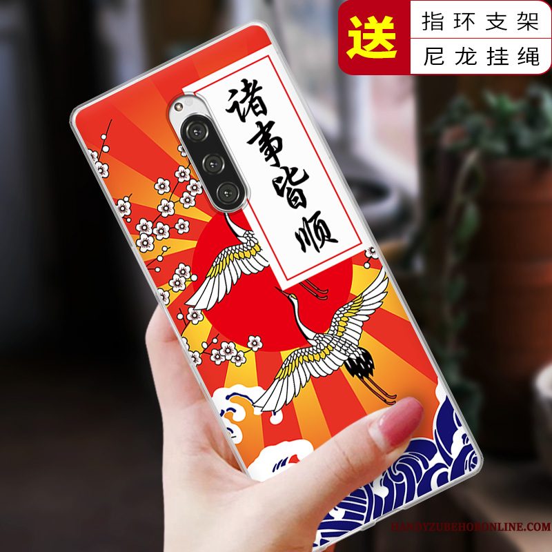 Hoesje Sony Xperia 1 Bescherming Chinese Stijl Blauw, Hoes Sony Xperia 1 Zacht Telefoon Anti-fall