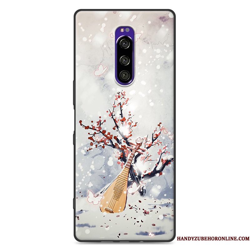 Hoesje Sony Xperia 1 Bescherming Wind Schrobben, Hoes Sony Xperia 1 Siliconen Chinese Stijltelefoon