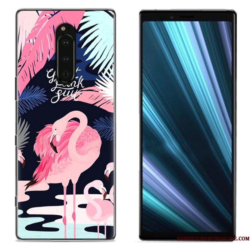 Hoesje Sony Xperia 1 Geschilderd Doek Roze, Hoes Sony Xperia 1 Bescherming Telefoon