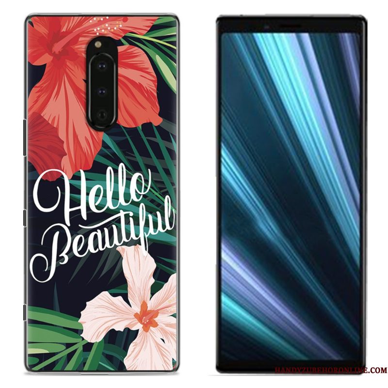 Hoesje Sony Xperia 1 Geschilderd Doek Roze, Hoes Sony Xperia 1 Bescherming Telefoon