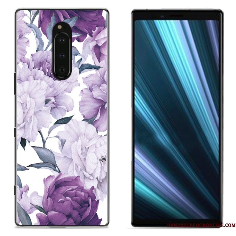 Hoesje Sony Xperia 1 Geschilderd Doek Roze, Hoes Sony Xperia 1 Bescherming Telefoon