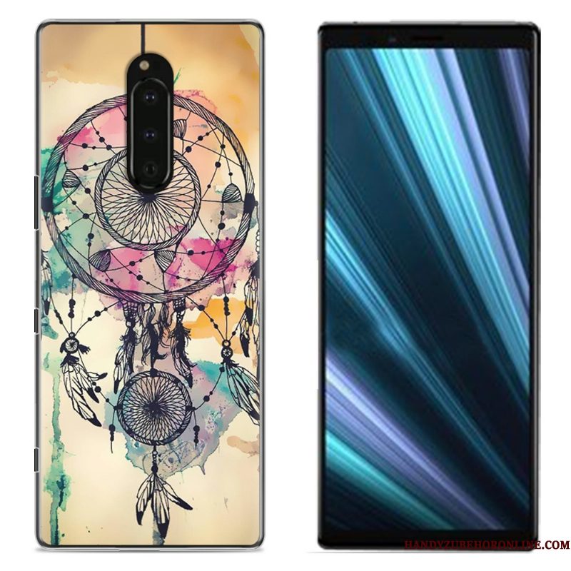 Hoesje Sony Xperia 1 Geschilderd Doek Roze, Hoes Sony Xperia 1 Bescherming Telefoon