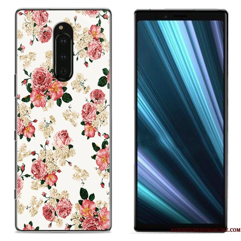 Hoesje Sony Xperia 1 Geschilderd Doek Roze, Hoes Sony Xperia 1 Bescherming Telefoon