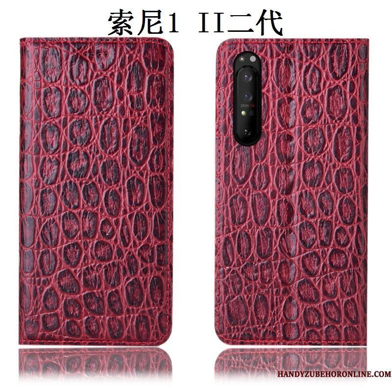 Hoesje Sony Xperia 1 Ii Bescherming Anti-falltelefoon, Hoes Sony Xperia 1 Ii Leer Patroon Zwart