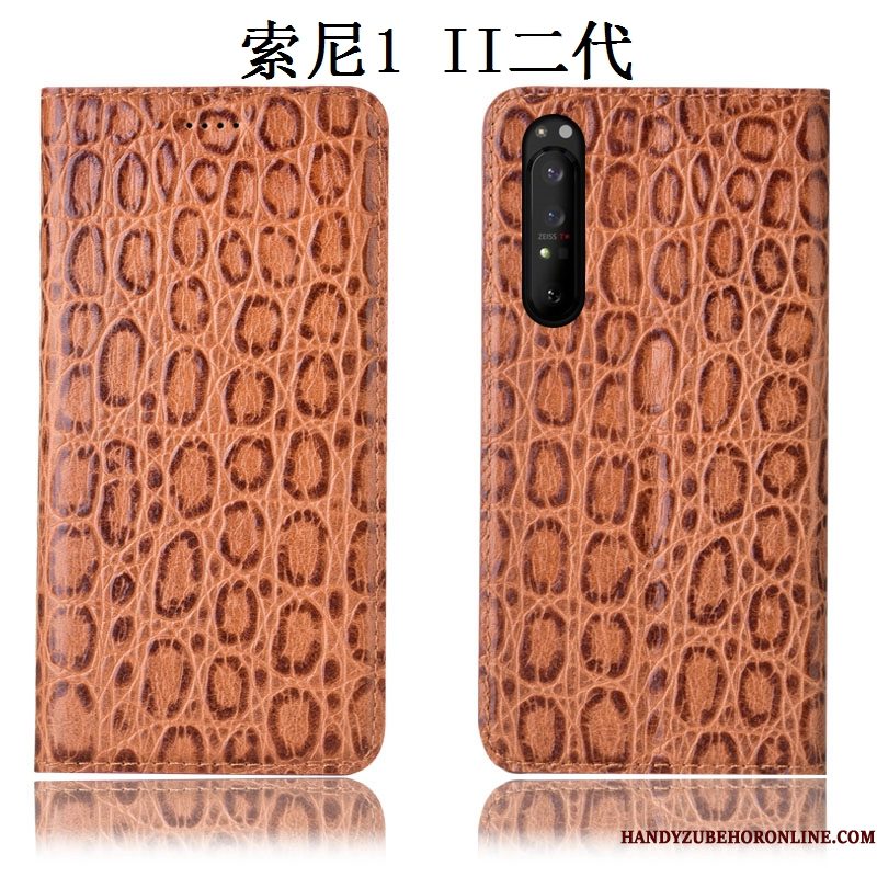 Hoesje Sony Xperia 1 Ii Bescherming Anti-falltelefoon, Hoes Sony Xperia 1 Ii Leer Patroon Zwart