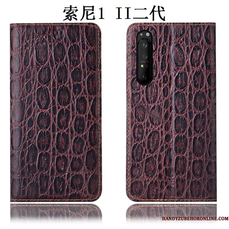 Hoesje Sony Xperia 1 Ii Bescherming Anti-falltelefoon, Hoes Sony Xperia 1 Ii Leer Patroon Zwart