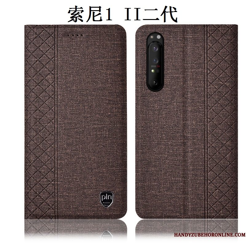 Hoesje Sony Xperia 1 Ii Folio Donkerblauw Anti-fall, Hoes Sony Xperia 1 Ii Zakken Katoen En Linnentelefoon