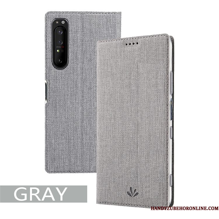 Hoesje Sony Xperia 1 Ii Folio Patroon Kaart, Hoes Sony Xperia 1 Ii Leer Zwart Doek