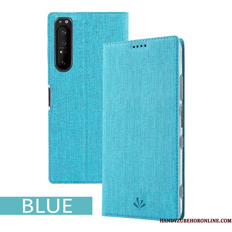 Hoesje Sony Xperia 1 Ii Folio Patroon Kaart, Hoes Sony Xperia 1 Ii Leer Zwart Doek