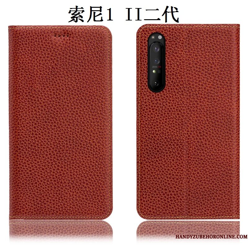 Hoesje Sony Xperia 1 Ii Leer Anti-fall Soort Aziatische Vrucht, Hoes Sony Xperia 1 Ii Folio Roodtelefoon