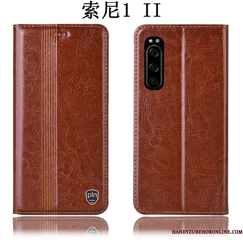 Hoesje Sony Xperia 1 Ii Leer Telefoon Anti-fall, Hoes Sony Xperia 1 Ii Folio Rood