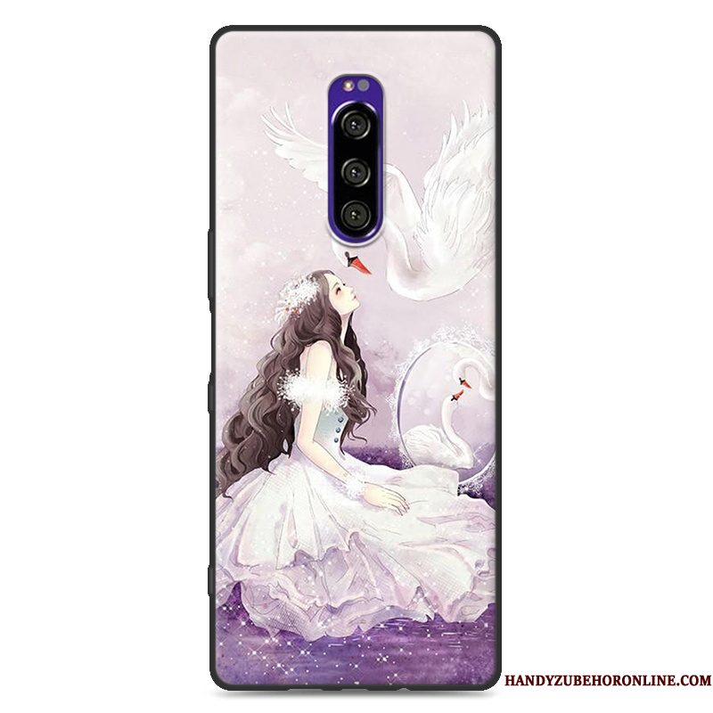 Hoesje Sony Xperia 1 Zacht Grijs Eenvoudige, Hoes Sony Xperia 1 Zakken Mooietelefoon