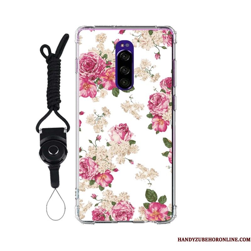 Hoesje Sony Xperia 1 Zacht Telefoon Pas, Hoes Sony Xperia 1 Roze Anti-fall