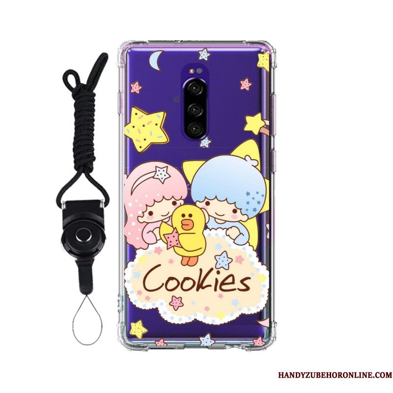 Hoesje Sony Xperia 1 Zacht Telefoon Pas, Hoes Sony Xperia 1 Roze Anti-fall