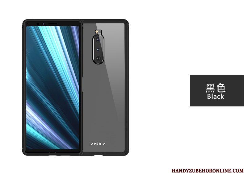 Hoesje Sony Xperia 1 Zakken Glas Omlijsting, Hoes Sony Xperia 1 Bescherming Achterkleptelefoon