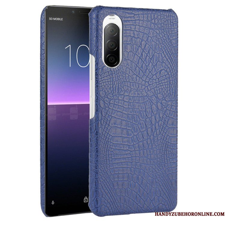 Hoesje Sony Xperia 10 Ii Bescherming Hard Krokodillenleer, Hoes Sony Xperia 10 Ii Zwart