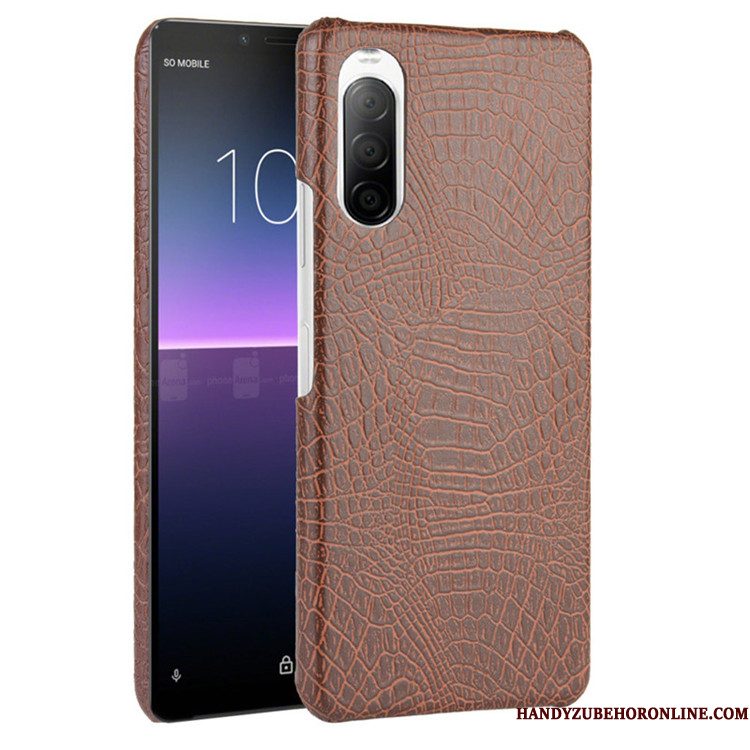 Hoesje Sony Xperia 10 Ii Bescherming Hard Krokodillenleer, Hoes Sony Xperia 10 Ii Zwart