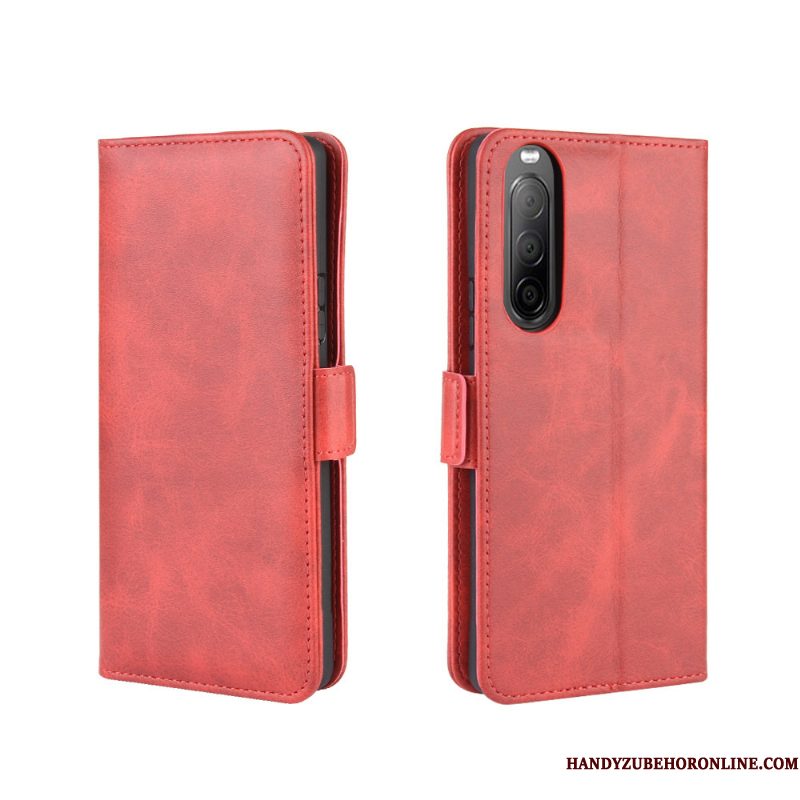 Hoesje Sony Xperia 10 Ii Bescherming Zwarttelefoon, Hoes Sony Xperia 10 Ii Folio Anti-fall Klittenband