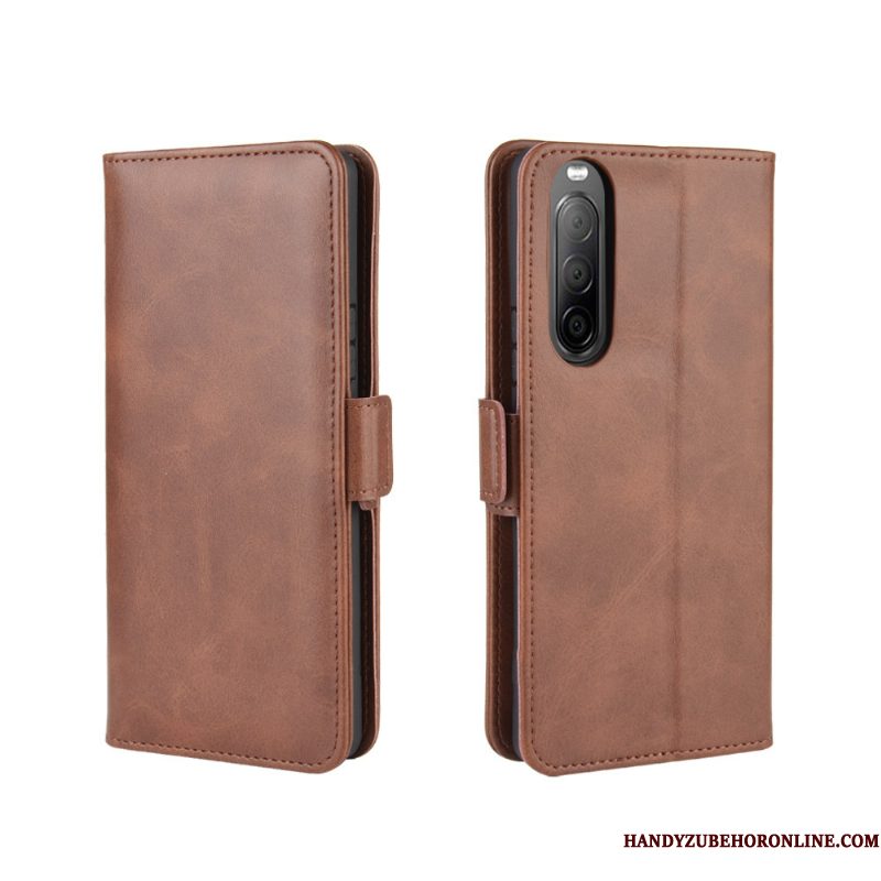 Hoesje Sony Xperia 10 Ii Bescherming Zwarttelefoon, Hoes Sony Xperia 10 Ii Folio Anti-fall Klittenband