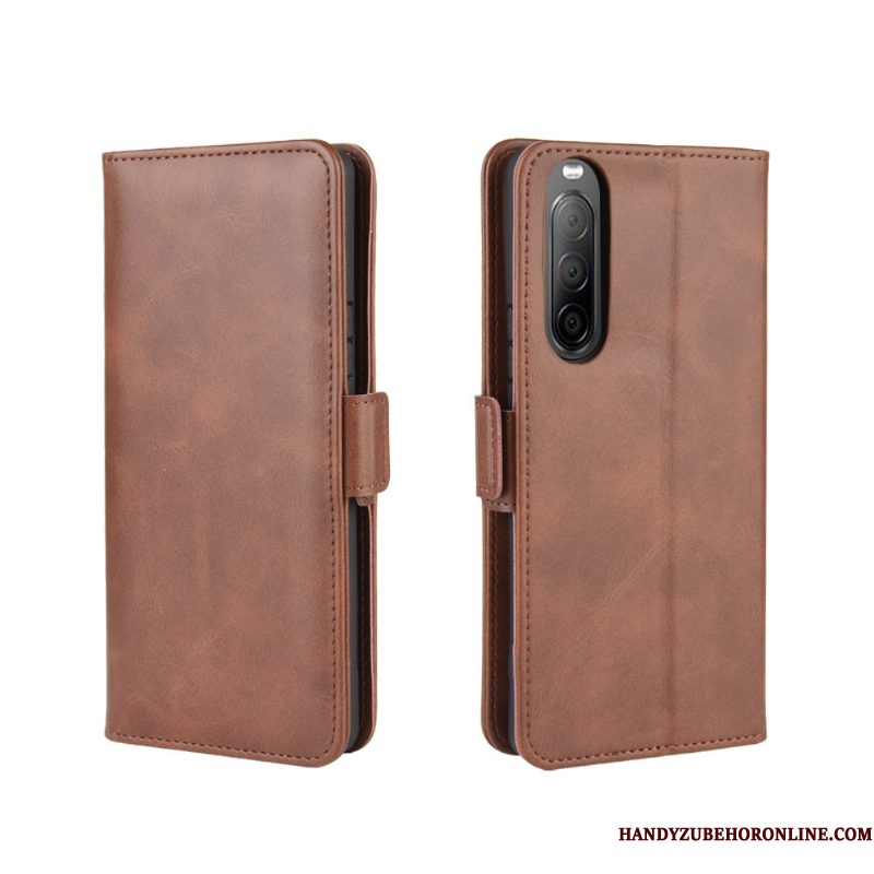 Hoesje Sony Xperia 10 Ii Bescherming Zwarttelefoon, Hoes Sony Xperia 10 Ii Folio Anti-fall Klittenband