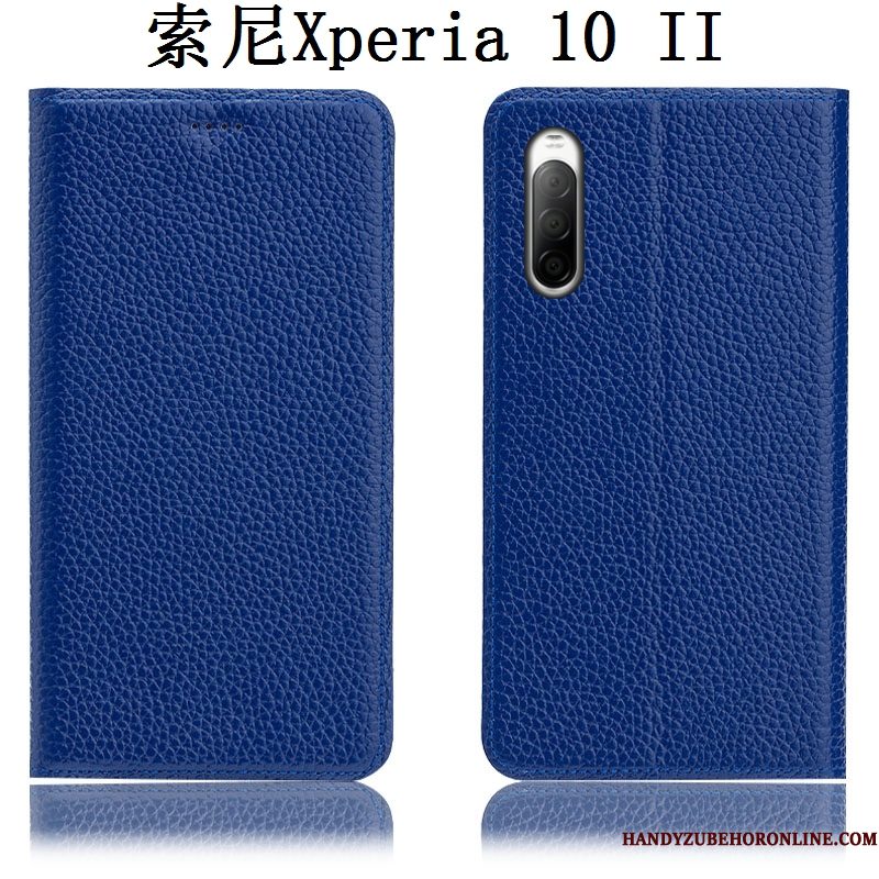 Hoesje Sony Xperia 10 Ii Folio Anti-fall Soort Aziatische Vrucht, Hoes Sony Xperia 10 Ii Leer Blauwtelefoon