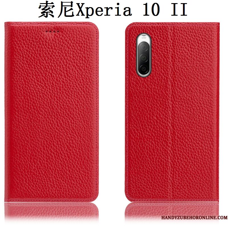 Hoesje Sony Xperia 10 Ii Folio Anti-fall Soort Aziatische Vrucht, Hoes Sony Xperia 10 Ii Leer Blauwtelefoon