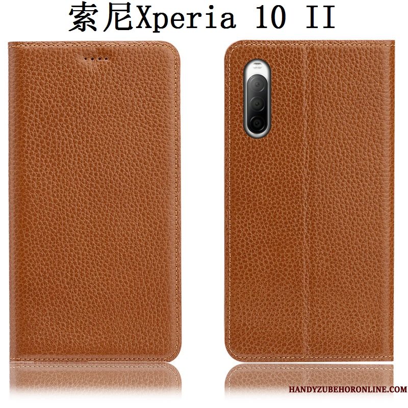 Hoesje Sony Xperia 10 Ii Folio Anti-fall Soort Aziatische Vrucht, Hoes Sony Xperia 10 Ii Leer Blauwtelefoon