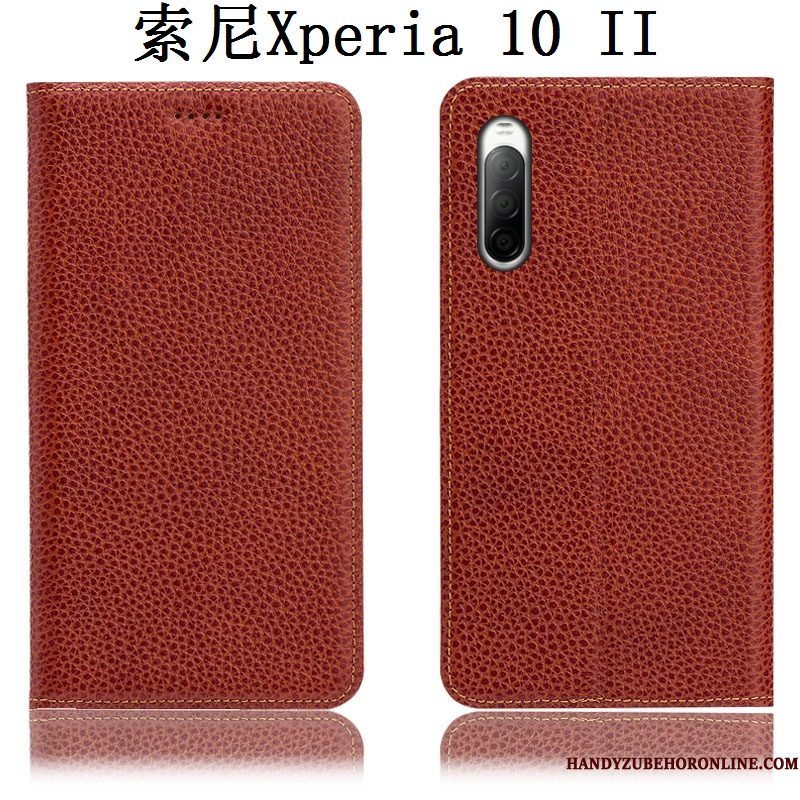 Hoesje Sony Xperia 10 Ii Folio Anti-fall Soort Aziatische Vrucht, Hoes Sony Xperia 10 Ii Leer Blauwtelefoon