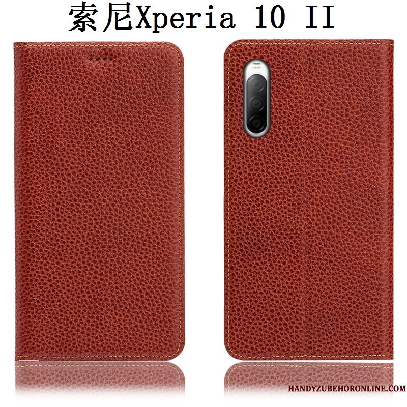 Hoesje Sony Xperia 10 Ii Folio Anti-fall Soort Aziatische Vrucht, Hoes Sony Xperia 10 Ii Leer Blauwtelefoon