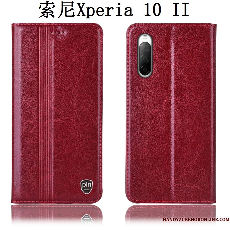 Hoesje Sony Xperia 10 Ii Folio Telefoon Anti-fall, Hoes Sony Xperia 10 Ii Zakken Zwart