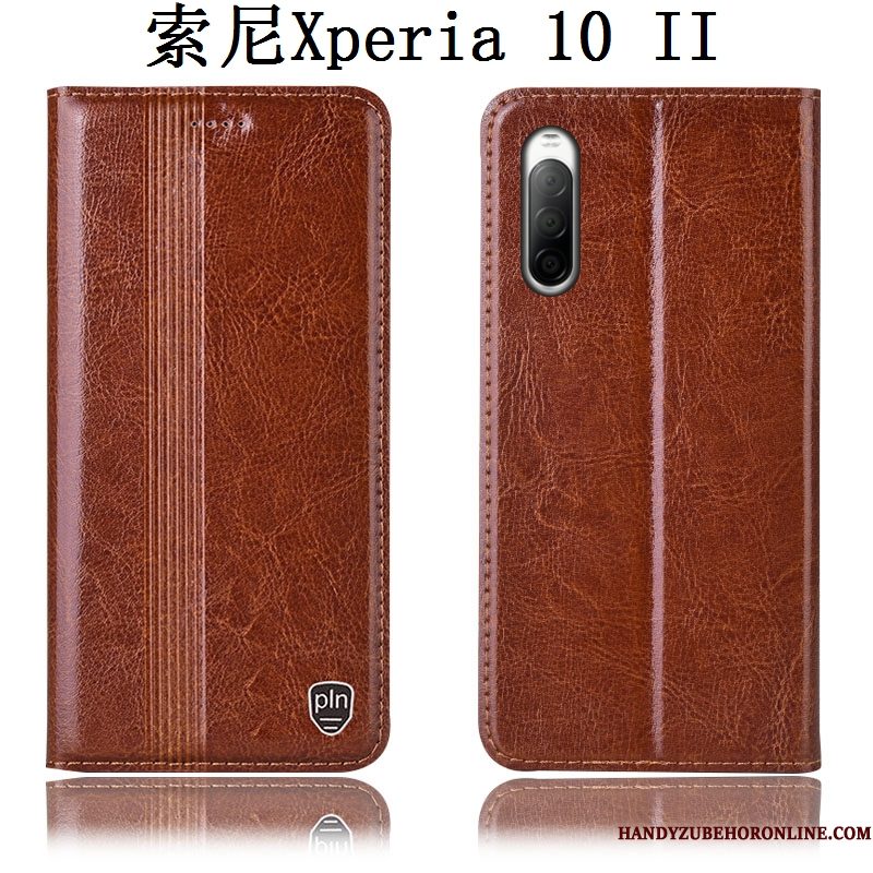 Hoesje Sony Xperia 10 Ii Folio Telefoon Anti-fall, Hoes Sony Xperia 10 Ii Zakken Zwart