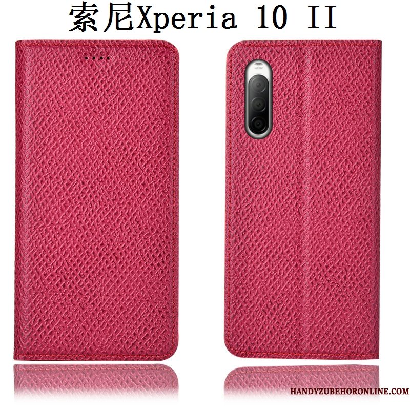 Hoesje Sony Xperia 10 Ii Leer Patroontelefoon, Hoes Sony Xperia 10 Ii Folio Zwart Mesh