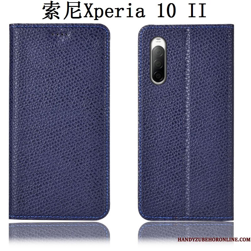 Hoesje Sony Xperia 10 Ii Leer Patroontelefoon, Hoes Sony Xperia 10 Ii Folio Zwart Mesh