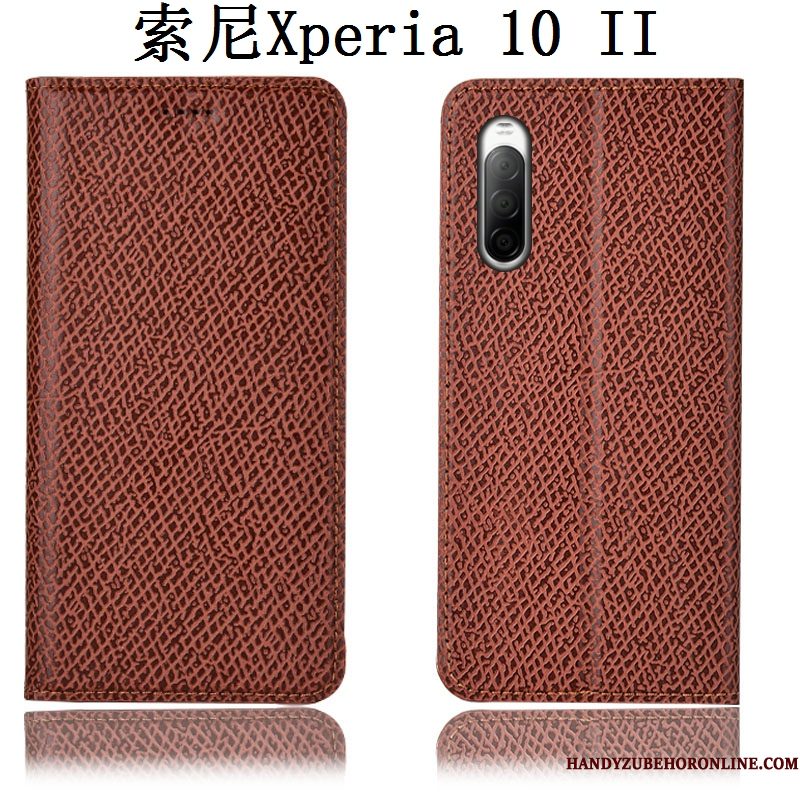 Hoesje Sony Xperia 10 Ii Leer Patroontelefoon, Hoes Sony Xperia 10 Ii Folio Zwart Mesh