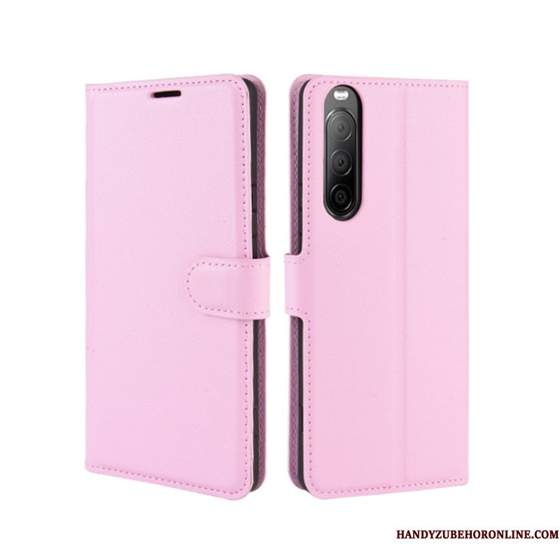 Hoesje Sony Xperia 10 Ii Leer Roodtelefoon, Hoes Sony Xperia 10 Ii Bescherming Anti-fall Kaart