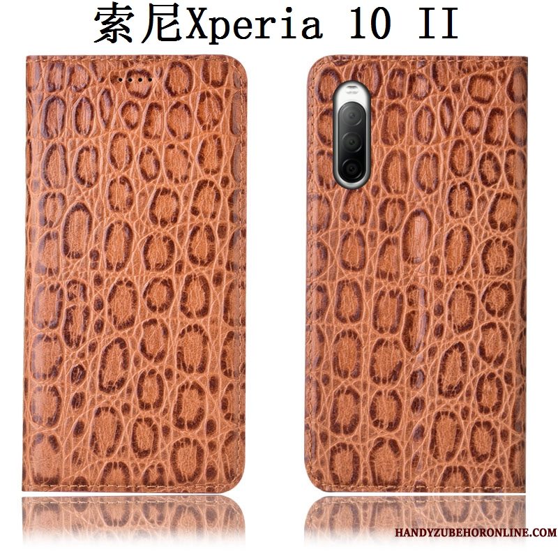 Hoesje Sony Xperia 10 Ii Leer Zwarttelefoon, Hoes Sony Xperia 10 Ii Folio Anti-fall