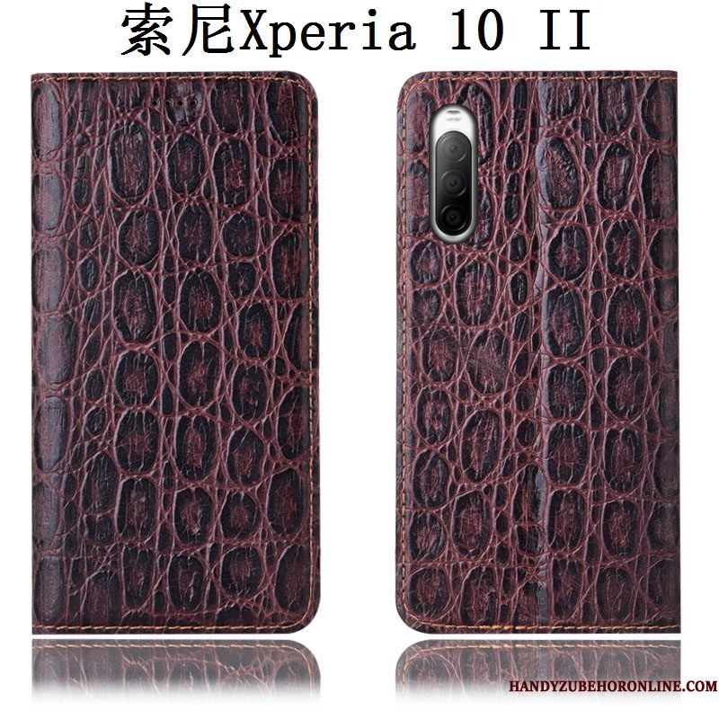 Hoesje Sony Xperia 10 Ii Leer Zwarttelefoon, Hoes Sony Xperia 10 Ii Folio Anti-fall