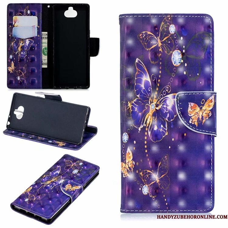 Hoesje Sony Xperia 10 Leer Purper Anti-fall, Hoes Sony Xperia 10 Bescherming Telefoon