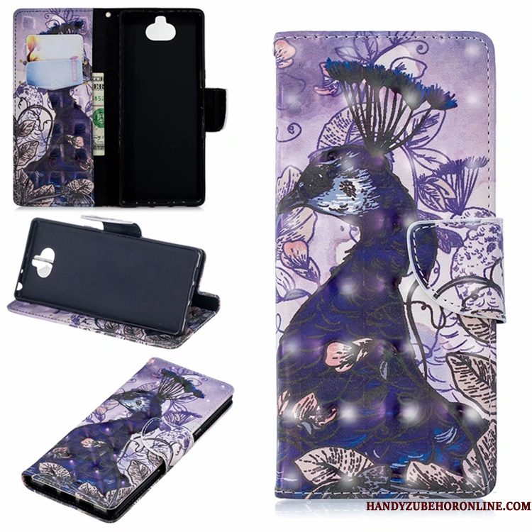 Hoesje Sony Xperia 10 Leer Purper Anti-fall, Hoes Sony Xperia 10 Bescherming Telefoon