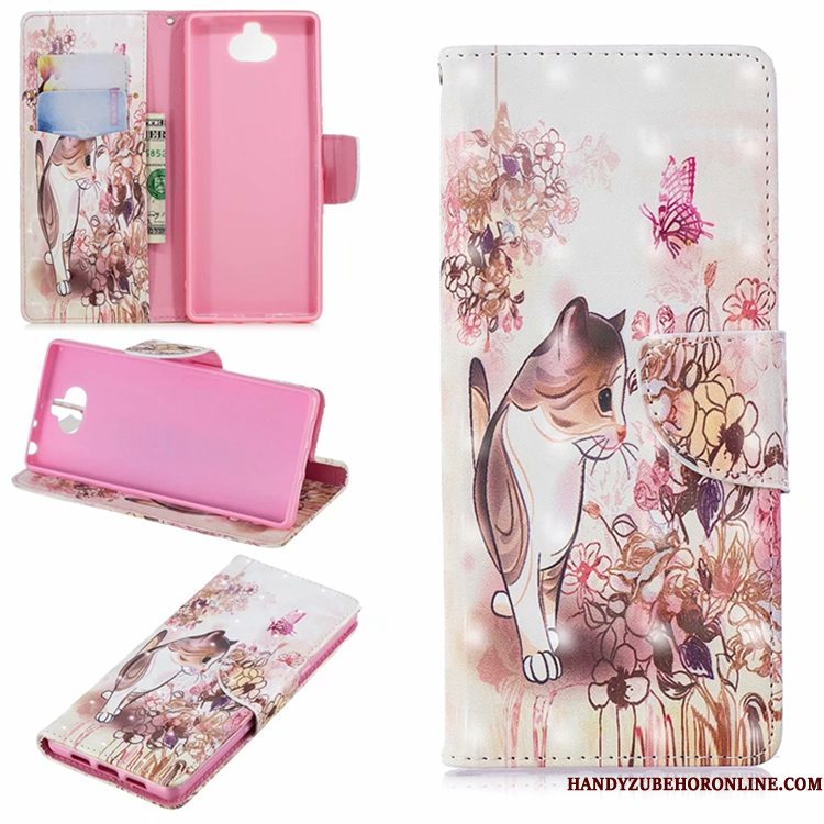 Hoesje Sony Xperia 10 Leer Purper Anti-fall, Hoes Sony Xperia 10 Bescherming Telefoon