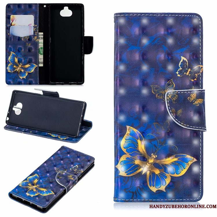 Hoesje Sony Xperia 10 Leer Purper Anti-fall, Hoes Sony Xperia 10 Bescherming Telefoon