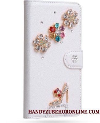 Hoesje Sony Xperia 10 Plus Leer Telefoon Wit, Hoes Sony Xperia 10 Plus Strass Persoonlijk Anti-fall