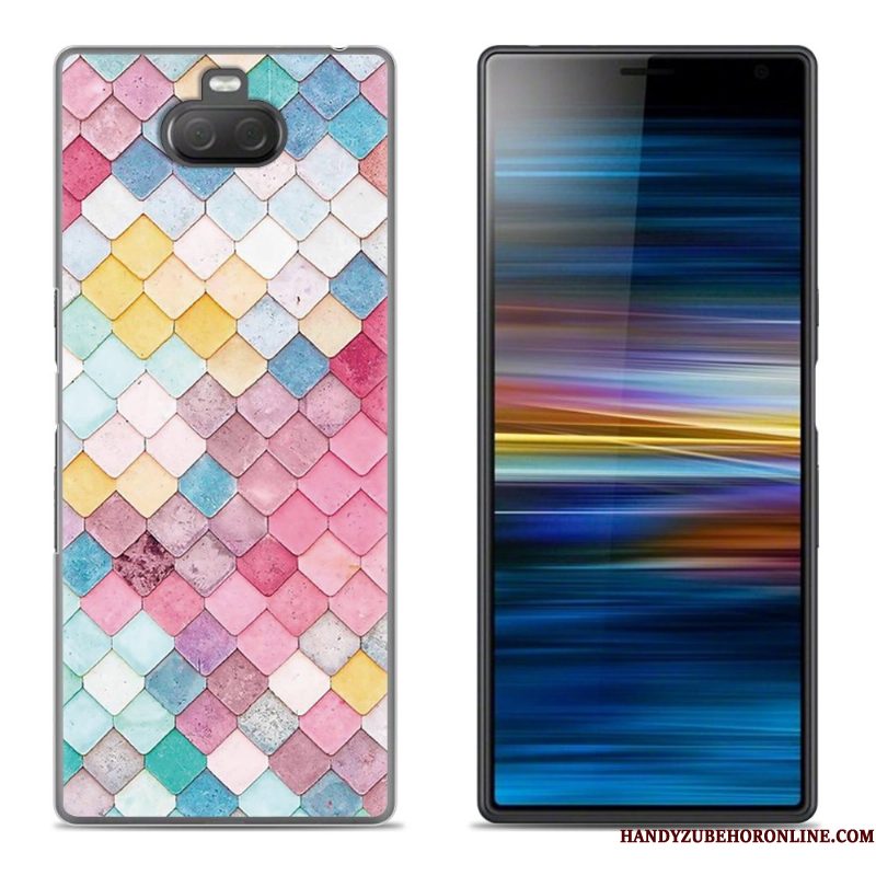 Hoesje Sony Xperia 10 Plus Scheppend Bloemen Purper, Hoes Sony Xperia 10 Plus Siliconen Telefoon