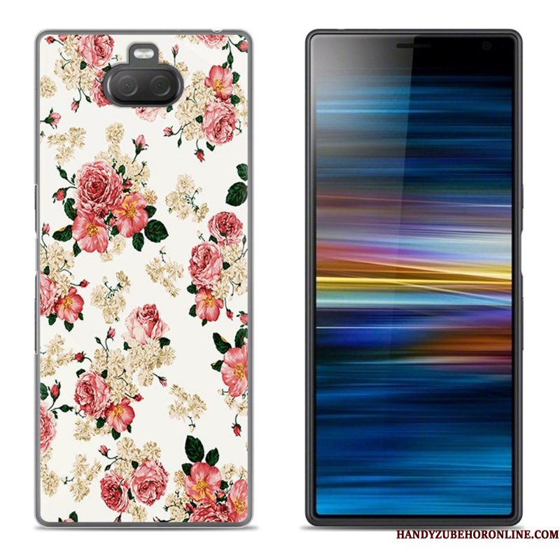 Hoesje Sony Xperia 10 Plus Scheppend Bloemen Purper, Hoes Sony Xperia 10 Plus Siliconen Telefoon