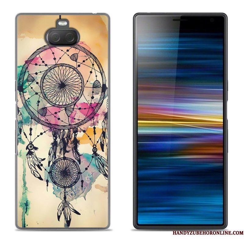 Hoesje Sony Xperia 10 Plus Scheppend Bloemen Purper, Hoes Sony Xperia 10 Plus Siliconen Telefoon