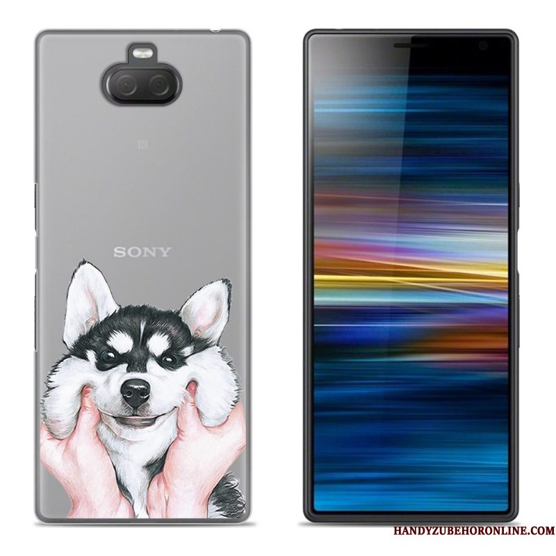 Hoesje Sony Xperia 10 Plus Scheppend Bloemen Purper, Hoes Sony Xperia 10 Plus Siliconen Telefoon